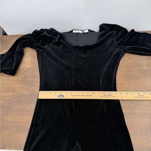 Vintage Ann Taylor Black Velvet Catsuit Bodysuit One Piece Long Sleeve Medium - Picture 8 of 12